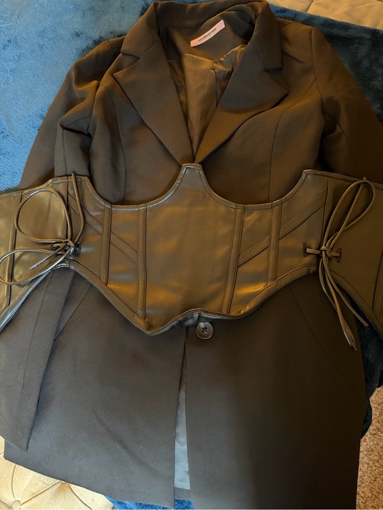 Maniere De Voir Jackets & Blazers - Maniere De Voir Blazer with leather Corset